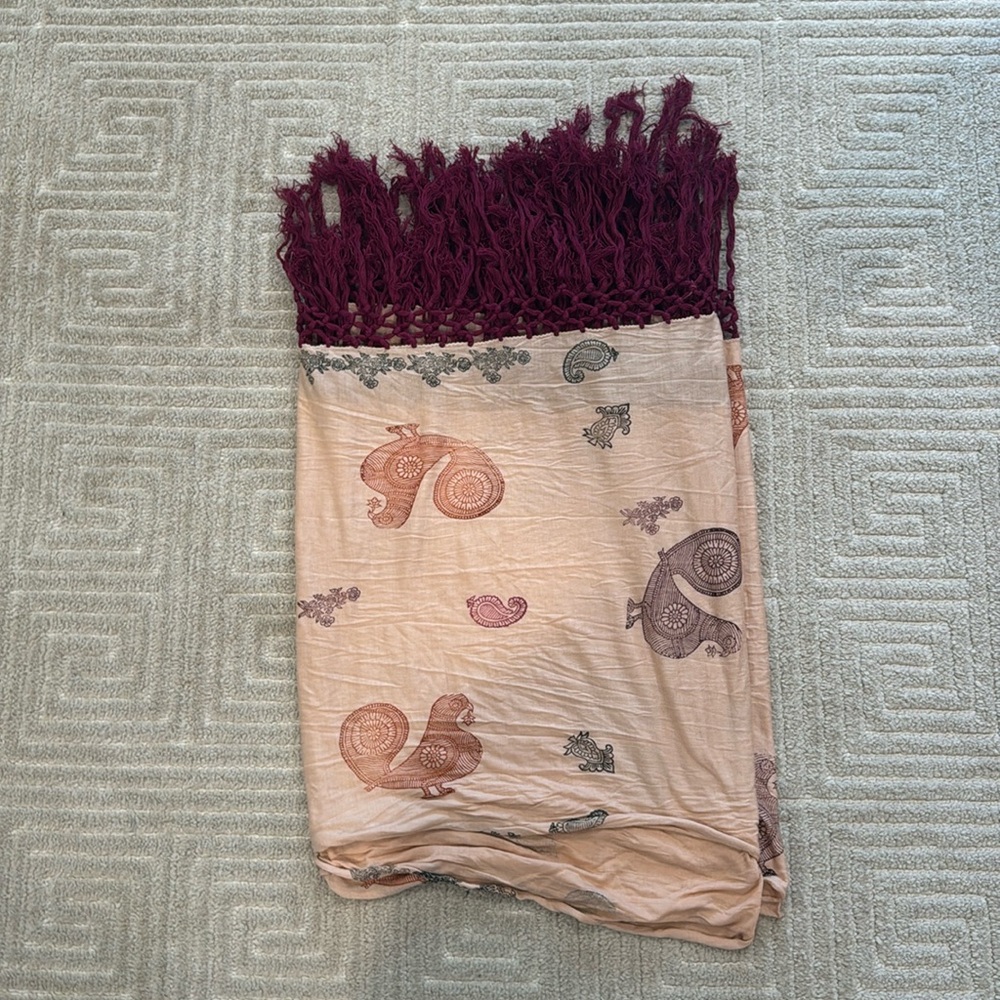 Beautiful 12 Foot Soft Scarf - Pink Pattern